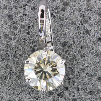 2.15 Ct AAA Certified Off-White Diamond Solitaire Pendant, Great Shine - ZeeDiamonds