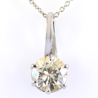 2.15 Ct AAA Certified Off-White Diamond Solitaire Pendant, Great Shine - ZeeDiamonds