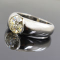 2.10 Ct Off-White Diamond Solitaire Ring in Bezel Setting, 100% Certified - ZeeDiamonds