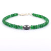 Certified 5 mm Emerald Gemstone Bracelet With Drum Shape Black Diamond Bead - ZeeDiamonds