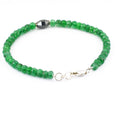 Certified 5 mm Emerald Gemstone Bracelet With Drum Shape Black Diamond Bead - ZeeDiamonds