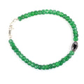 Certified 5 mm Emerald Gemstone Bracelet With Drum Shape Black Diamond Bead - ZeeDiamonds