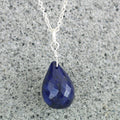 Drop Shape Blue Sapphire Briolite Necklace In 925 Sterling Silver! - ZeeDiamonds