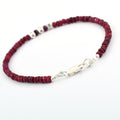 Certified 4-5 mm Ruby Gemstone Bracelet with Designer Silver Beads - ZeeDiamonds