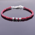 Certified 4-5 mm Ruby Gemstone Bracelet with Designer Silver Beads - ZeeDiamonds