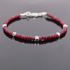 4-5 mm Ruby Gemstone Bracelet with Designer Silver Beads, AAA Certified - ZeeDiamonds