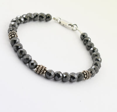 Certified 6mm Black Diamond Beads Bracelet- Birthday Gift,Anniversary Gift,Men Jewelry - ZeeDiamonds