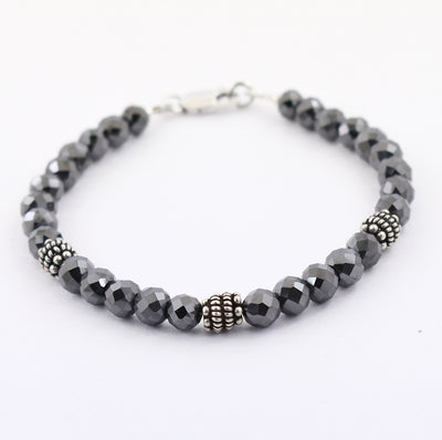 Certified 6mm Black Diamond Beads Bracelet- Birthday Gift,Anniversary Gift,Men Jewelry - ZeeDiamonds