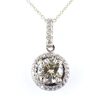 1.65 Ct AAA Certified Off-White Diamond Pendant with Diamond Accents - ZeeDiamonds