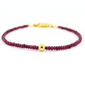 4-5 mm Ruby Gemstone Bracelet with Golden Foil Bead, 100% Certified - ZeeDiamonds