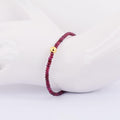 4-5 mm Ruby Gemstone Bracelet with Golden Foil Bead, 100% Certified - ZeeDiamonds