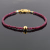 4-5 mm Ruby Gemstone Bracelet with Golden Foil Bead, 100% Certified - ZeeDiamonds