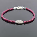 32 Ct Cabochon Ruby Gemstone Bracelet with Designer Silver Bead - ZeeDiamonds