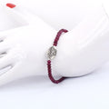 32 Ct Cabochon Ruby Gemstone Bracelet with Designer Silver Bead - ZeeDiamonds