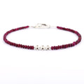 4-5 mm Ruby Gemstone Bracelet with Designer Silver Beads, Great Style - ZeeDiamonds