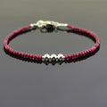 4-5 mm Ruby Gemstone Bracelet with Designer Silver Beads, Great Style - ZeeDiamonds