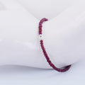 Certified 4-5 mm Ruby Gemstone Bracelet with Designer Silver Bead - ZeeDiamonds