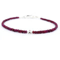 Certified 4-5 mm Ruby Gemstone Bracelet with Designer Silver Bead - ZeeDiamonds