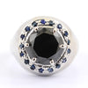 3 Ct Black Diamond Solitaire Ring With blue sapphire Accents - ZeeDiamonds