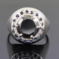 3 Ct Black Diamond Solitaire Ring With blue sapphire Accents - ZeeDiamonds