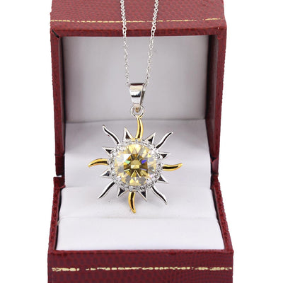 3.50 Carat Beautiful Champagne Diamond Sun Pendant in 925 Silver with Accents, Latest Design with Great Shine ! Gift For Birthday/Wedding! Certified Diamond - ZeeDiamonds