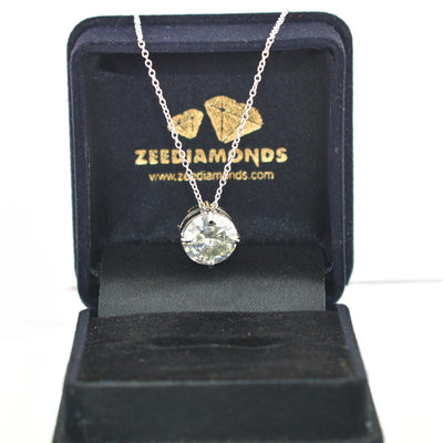 2.35 Ct AAA Certified Round Off-White Diamond Pendant in 4 Prongs - ZeeDiamonds