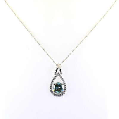 2 Certified Designer Blue Diamond Pendant with Diamond Accents - ZeeDiamonds
