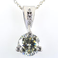 2 Ct AAA Certified Off-White Diamond Pendant with Diamond Accents - ZeeDiamonds