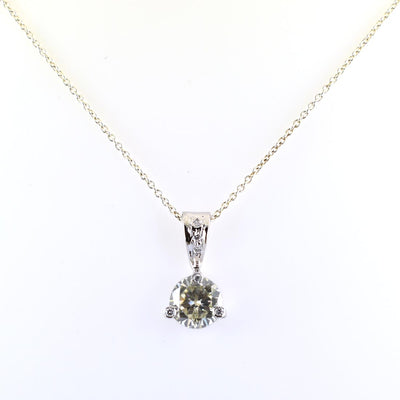 2 Ct AAA Certified Off-White Diamond Pendant with Diamond Accents - ZeeDiamonds