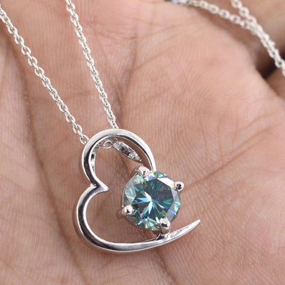 1.25 Ct Blue Diamond Beautiful Heart Design Pendant, AAA Certified - ZeeDiamonds