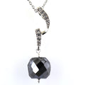 8 mm Black Diamond Bead Pendant with Diamond Accents - ZeeDiamonds