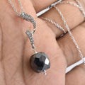 8 mm Black Diamond Bead Pendant with Diamond Accents - ZeeDiamonds