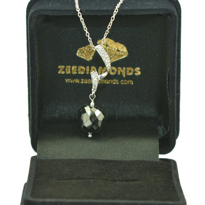10.65 Ct, Drum Cut Black Diamond Beautiful Silver Pendant For Gift - ZeeDiamonds
