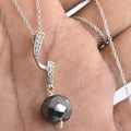 8 mm Black Diamond Bead Pendant with Diamond Accents - ZeeDiamonds