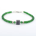 5 mm Emerald Gemstone Bracelet With 7 mm Black Diamond Bead - ZeeDiamonds