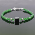 5 mm Emerald Gemstone Bracelet With 7 mm Black Diamond Bead - ZeeDiamonds