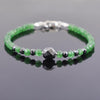 AAA Certified Emerald Gemstone Bracelet With Black Diamond Bead - ZeeDiamonds