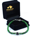 AAA Certified Emerald Gemstone Bracelet With Black Diamond Bead - ZeeDiamonds