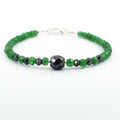 AAA Certified Emerald Gemstone Bracelet With Black Diamond Bead - ZeeDiamonds