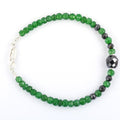 AAA Certified Emerald Gemstone Bracelet With Black Diamond Bead - ZeeDiamonds