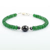 Certified 5mm Emerald Gemstone Bracelet With Black Diamond Bead - ZeeDiamonds