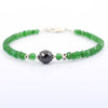 Emerald Gemstone Bracelet With 8 mm Black Diamond Bead, Great Design - ZeeDiamonds