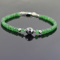 Emerald Gemstone Bracelet With 8 mm Black Diamond Bead, Great Design - ZeeDiamonds