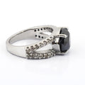 4.50 Ct Black Diamond Solitaire Designer Ring with Diamond Accents - ZeeDiamonds