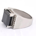 6 Ct Princess Cut Black Diamond Cocktail Ring with White Diamond Accents - ZeeDiamonds