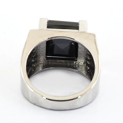 6 Ct Princess Cut Black Diamond Cocktail Ring with White Diamond Accents - ZeeDiamonds