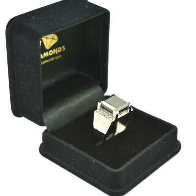 6 Ct Princess Cut Black Diamond Cocktail Ring with White Diamond Accents - ZeeDiamonds