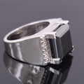 6 Ct Princess Cut Black Diamond Cocktail Ring with White Diamond Accents - ZeeDiamonds