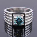 1.30 Ct AAA Certified Brilliant Cut Blue Diamond Solitaire Band Ring - ZeeDiamonds