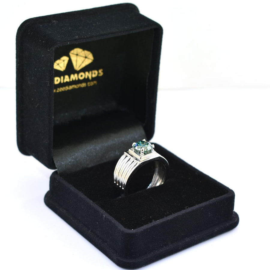 1.30 Ct AAA Certified Brilliant Cut Blue Diamond Solitaire Band Ring - ZeeDiamonds